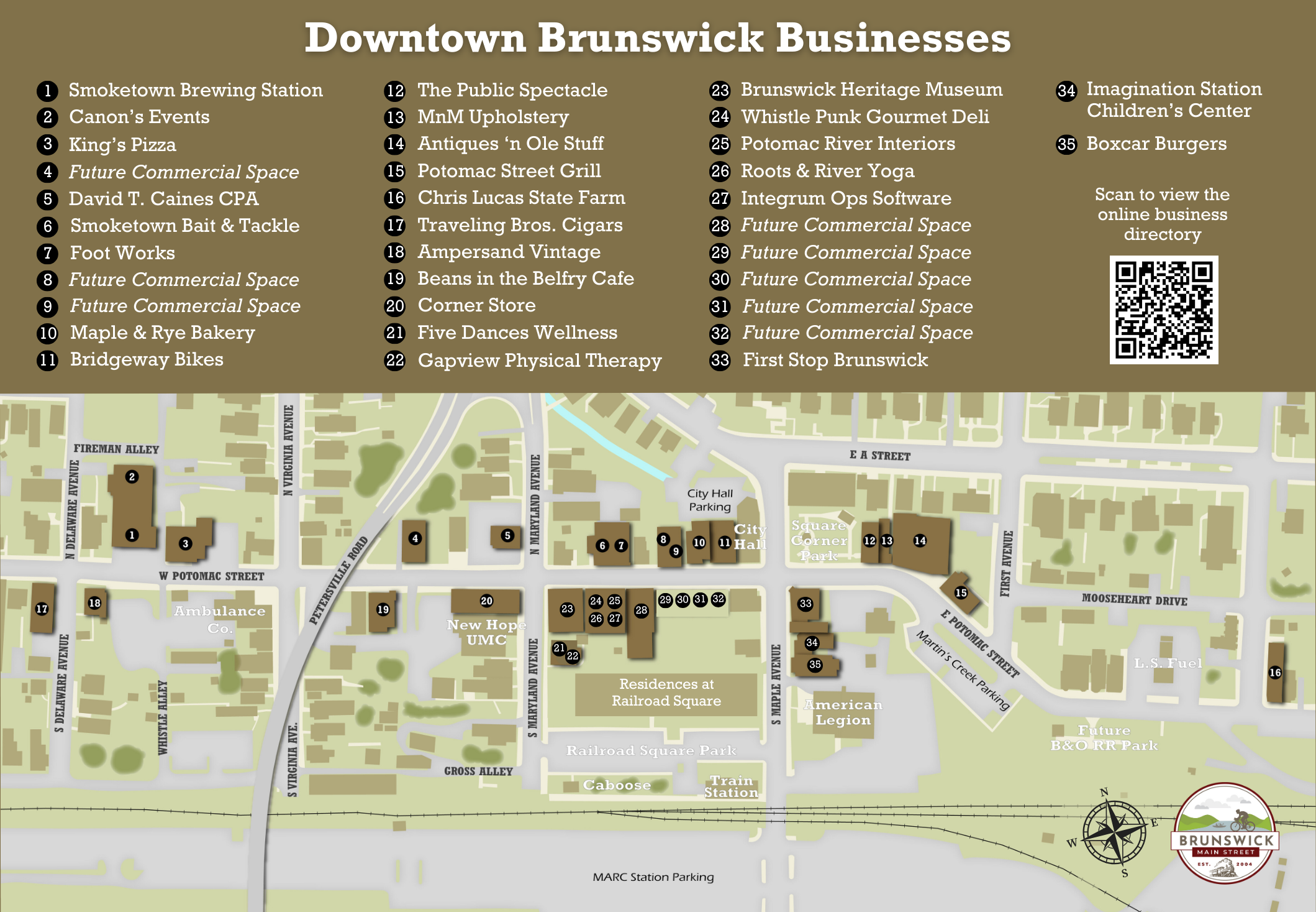 PDF map of Downtown Brunswick Businesses