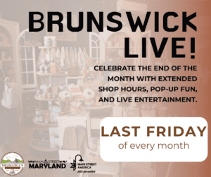 Brunswick Live! graphic with text promoting the event the last Friday of every month.
