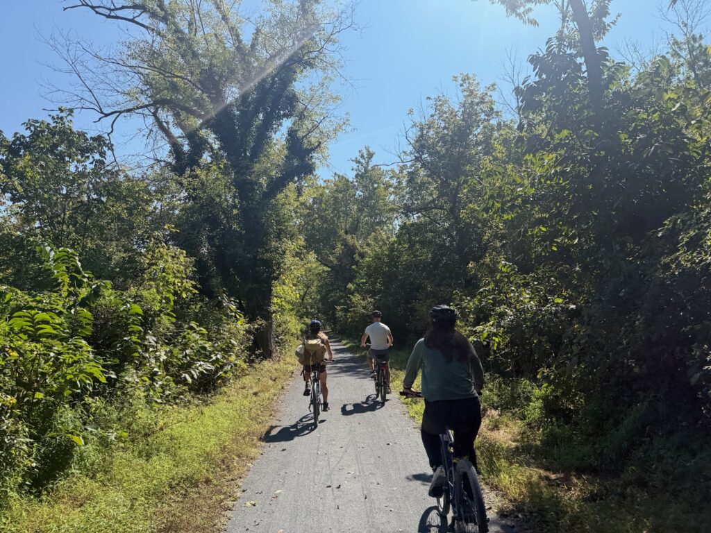 Bikers along the C&O Canal Towpath in Brunswick, MD.