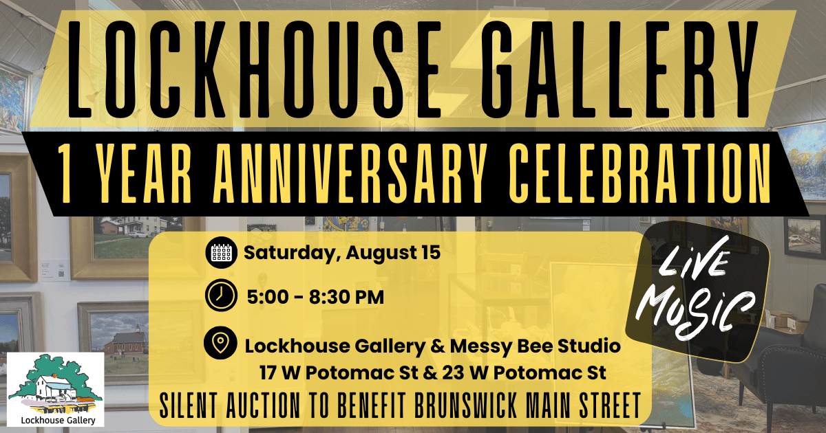 Event details for Lockhouse Gallery's one-year celebration.