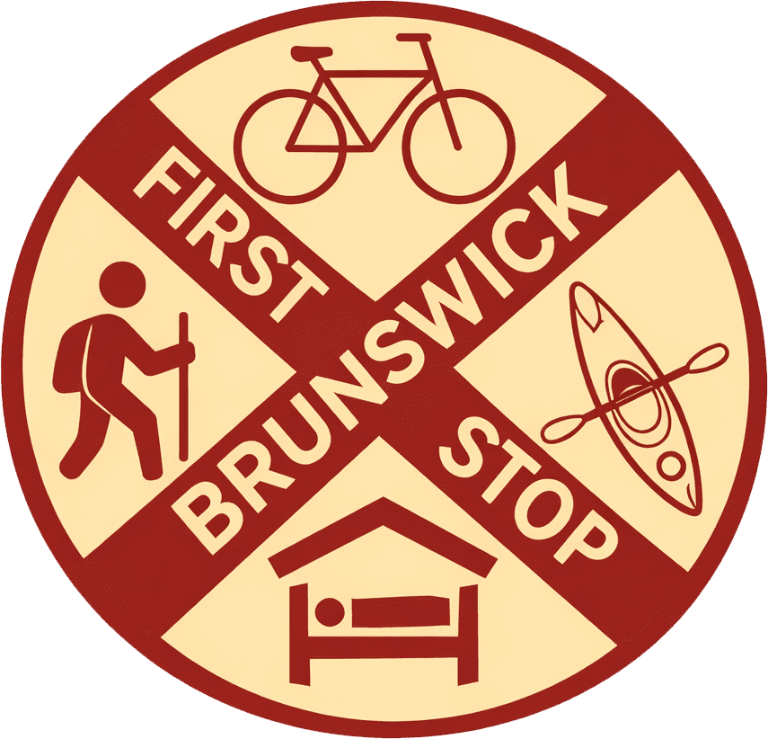 Lodging at First Stop Brunswick logo for short-term rental stays in Brunswick, Maryland.